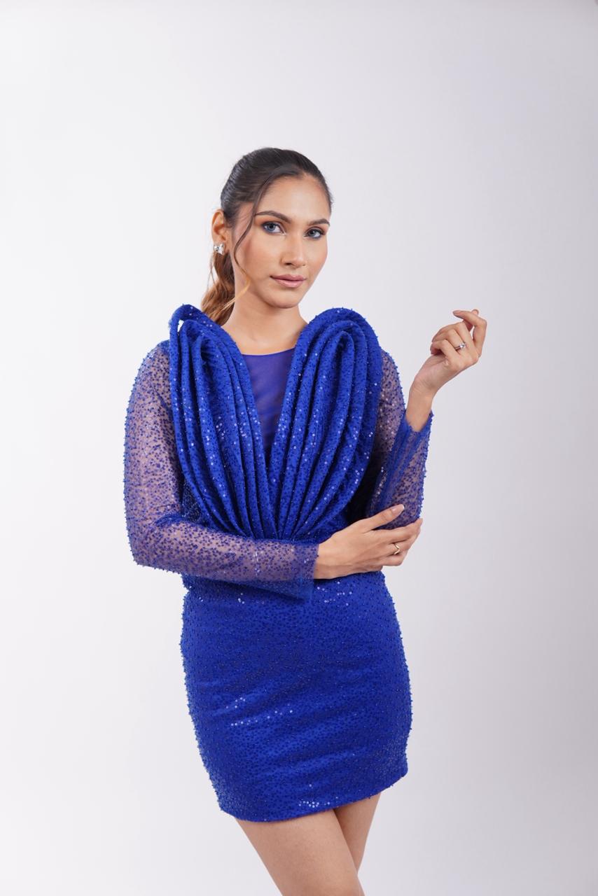 Blue mini 3d party dress