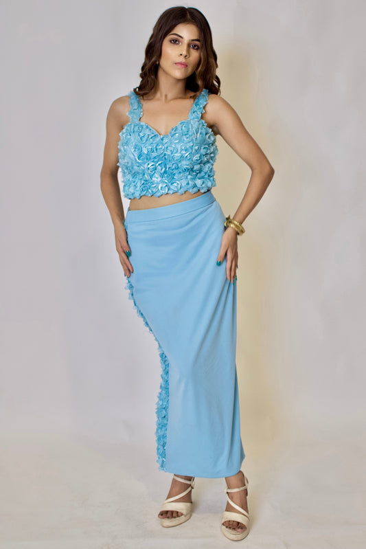 3d floral top with skirt