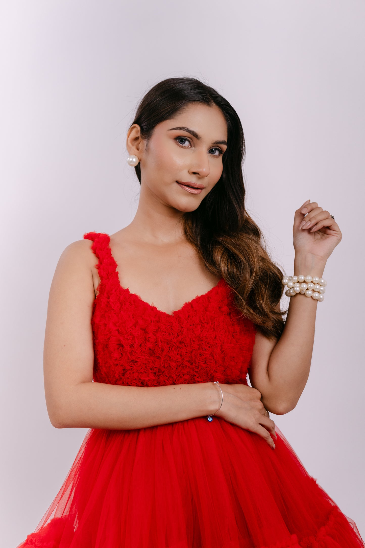 Red fairy look flared short dress